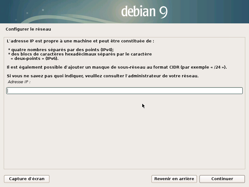 Configuration de l'adresse IP
