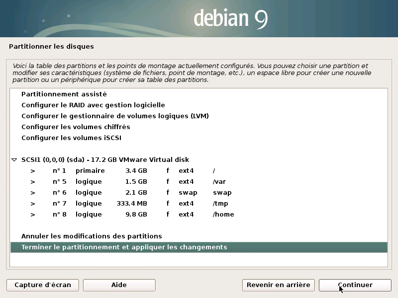 Taille des partitions