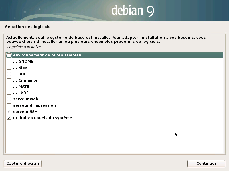 Sélection des logiciels