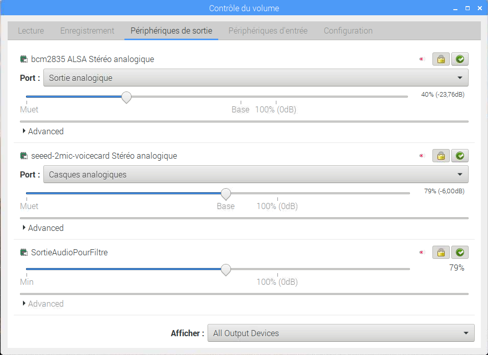 pavucontrol sortie audio